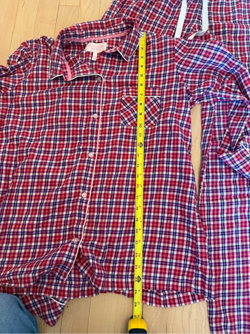 Victoria's Secret Red Plaid Pajama Set - Button-Up Top & Drawstring Pants cotton - Picture 11 of 15